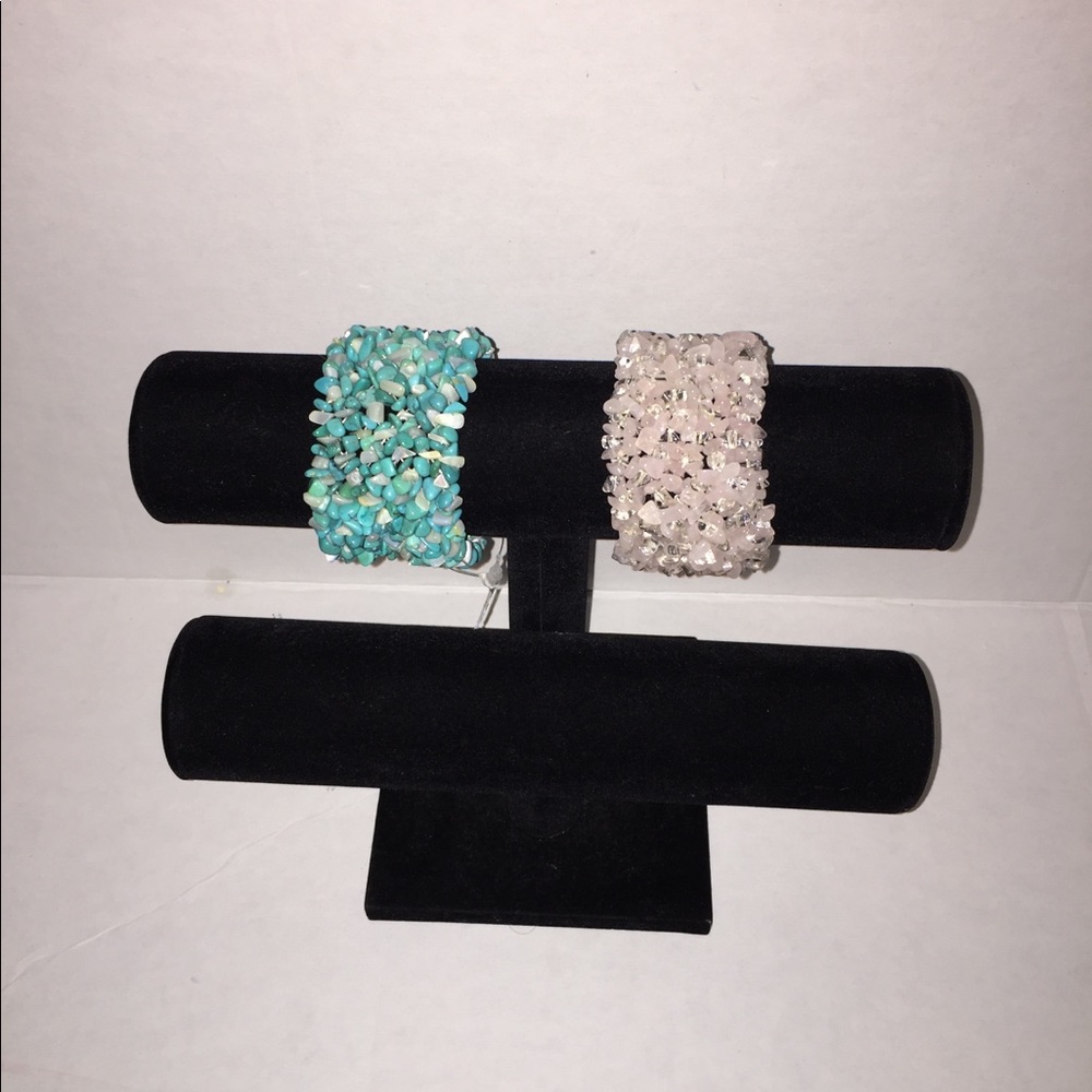 Turquoise and mother or peal nugget bracelet